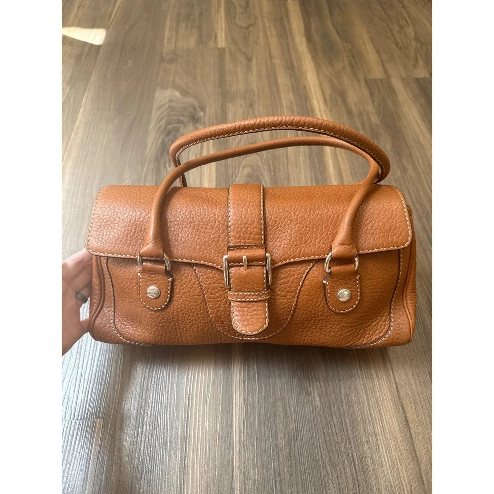 Michael Kors Pebbled Leather Wheatley Shoulder Bag Brown East West Handbag